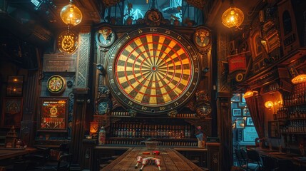 Team members playing a friendly game of darts