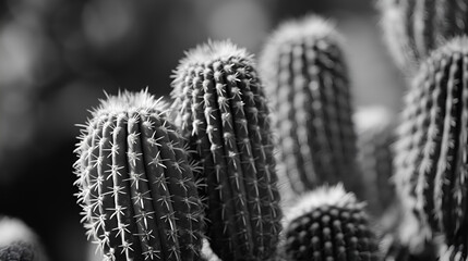 black and white cactus, Generative AI