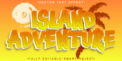 Cartoon Orange Shiny Island Adventure Vector Fully Editable Smart Object Text Effect