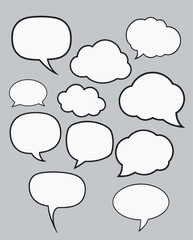 a group of speech bubbles on a gray background