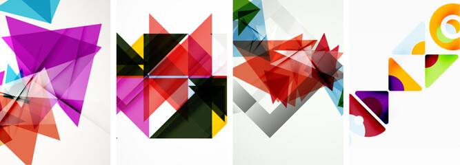 Set of colorful triangle poster cover template backgrounds. Vector illustration For Wallpaper, Banner, Background, Card, Book Illustration, landing page