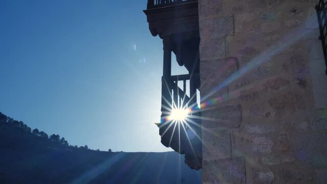 Cuenca hanging houses, encahnted city and bridge, Spain. High quality 4k footage