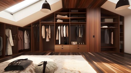Modern and stylish walk-in closet with neat organization and sophisticated interior design, perfect for home decor inspiration. 
