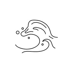 Line waves. Outline marine icons, emblem logo or badge design. Minimal style illustration. Sea and ocean summer vacation. Pictogram water streams. minimalistic symbol. Vector isolated illustration