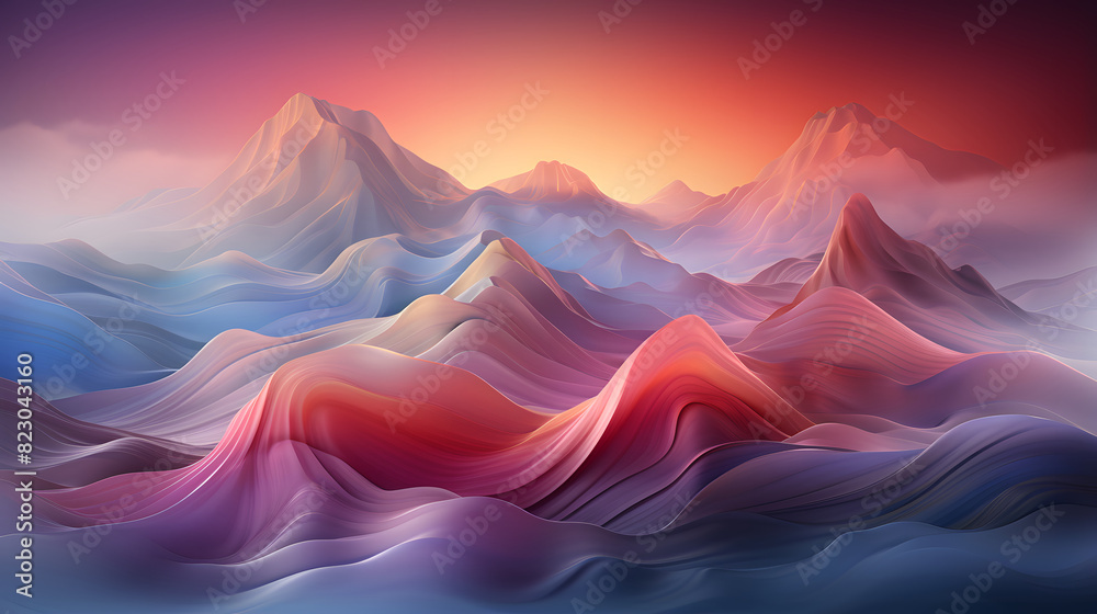 Wall mural digital color gradient mountain scenery abstract poster ppt background - Wall murals