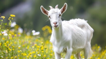 Fototapeta premium goats in the pasture on the mountain