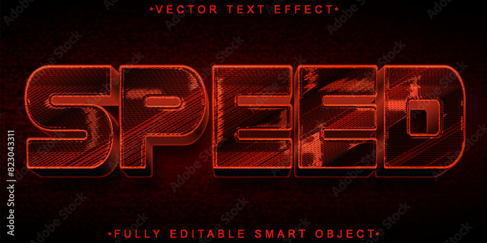 Poster dark red speed vector fully editable smart object text effect