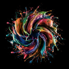 Abstract multicolor fume explosion on black background. Paint clouds on black background illustration. Colorful smoke texture. Generative AI colorfull fume in water illustration.