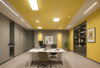 Modern office interior yellow color