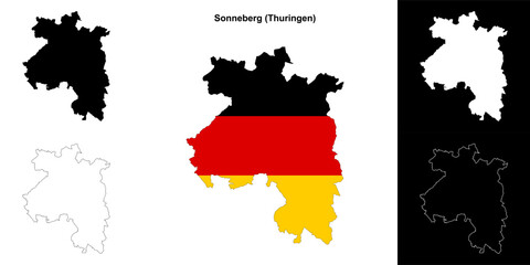 Sonneberg (Thuringen) blank outline map set