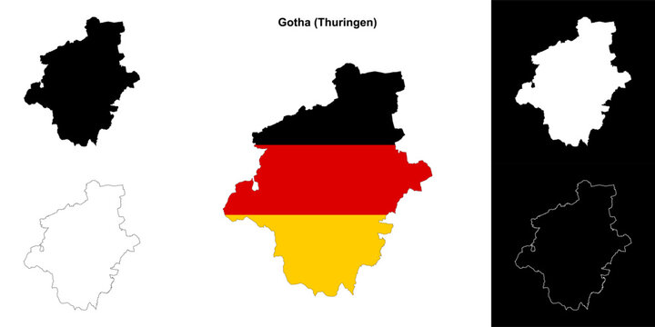 Gotha (Thuringen) blank outline map set