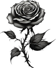 Black and White Rose Drawing, Pen and Ink Sketch Flowers.