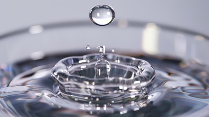 A drop of water falling into a glass of water