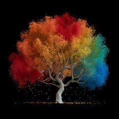 abstract tree with colorful leaves,ai generated