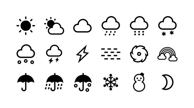 天気に関するマークのベクターアイコンセット