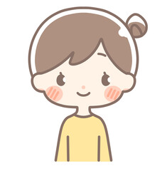 お団子ヘアの女性イラスト｜上半身