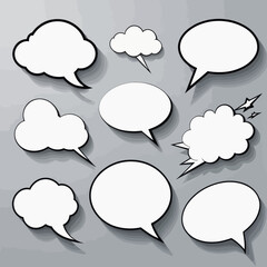 a set of speech bubbles on a gray background
