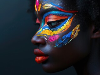 Close ups of African facial painting