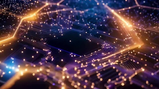 Abstract digital data stream visual. High-speed light particles. Cybersecurity and technology concept.4k JD
