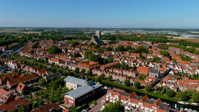 Aerial view of the fortified city of Brielle, South Holland, Netherlands.