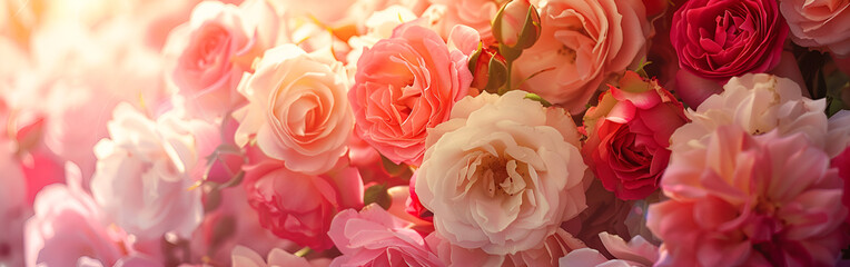 Pastel colored artificial roses arranged in a bouquet a top down perspective Blooming Beauty...