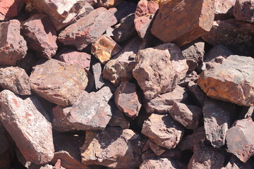 trade in natural stone in the open air, stone in stacks and heaps, stone for landscaping for sale 2