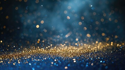 blue background with golden glitter, Golden glitter image