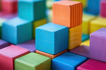 Candy-colored multiple toy blocks photo