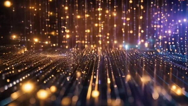 Abstract digital data stream visual. High-speed light particles. Cybersecurity and technology concept.4k JD