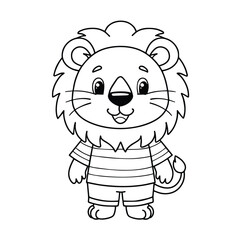 Cute lion cartoon coloring page illustration vector. For kids coloring book