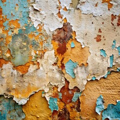 close up of a weathered grungy rustic wall with pa