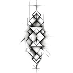 abstract diamonds sticker design with white offset. Deconstructed minimalist line drawing. 