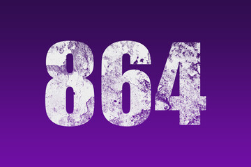 flat white grunge number of 864 on purple background.
