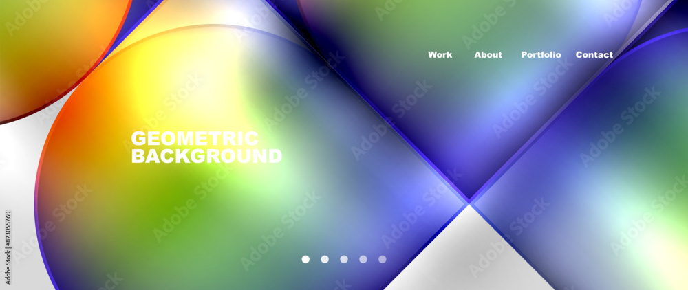 Poster Bright colorful squares with round elements minimal geometric background. Vector Illustration For Wallpaper, Banner, Background, Card, Book Illustration, landing page