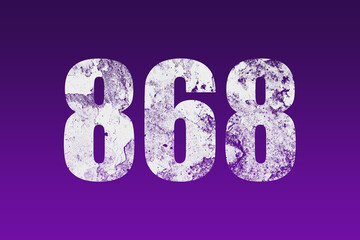 flat white grunge number of 868 on purple background.