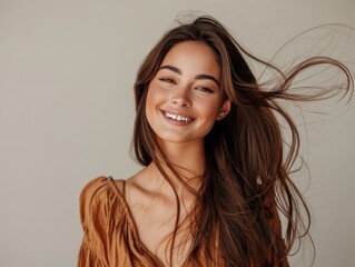 Fototapeta premium Shooting young women with golden long hair in the studio