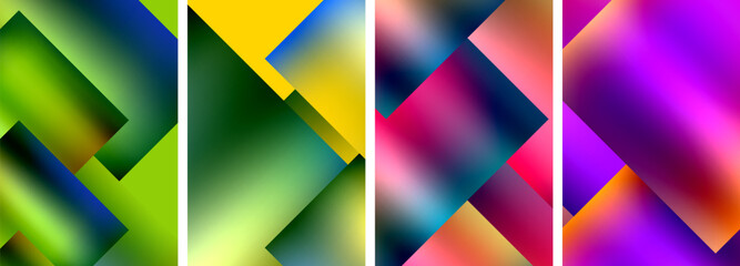 Colorful metal square abstract poster backgrounds