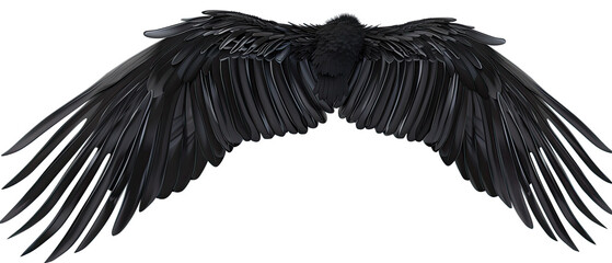 illustration black wing angle ,in white background widescreen , Generate AI