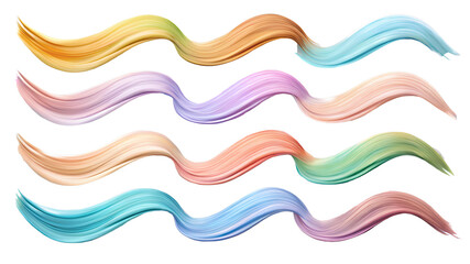 Set of Pastel Waves on Transparent Background, Collection Of Pastel Waves
