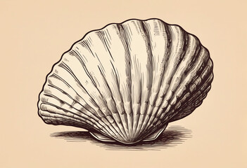 Handdrawn shell illustration, sketch vintage illustration