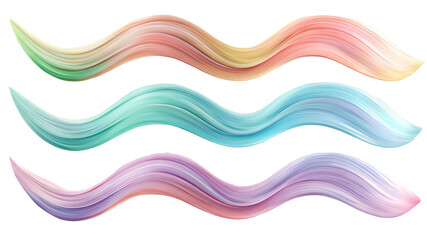 Set of Pastel Waves on Transparent Background, Collection Of Pastel Waves