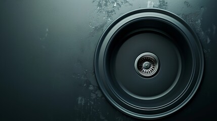 Close-up of a cast iron sink in a vintage kitchen, enamel layer providing durability, isolated background with studio lighting for advertising