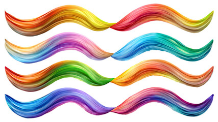 Fototapeta premium Multicolor Waves Isolated on Transparent Background, ,Collection of Colorful Waves