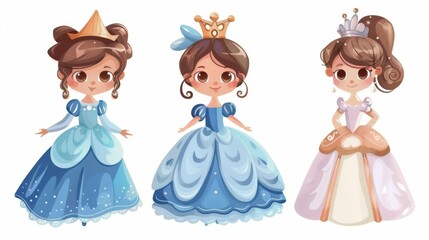 Three Girls Dressed in Princess Dresses