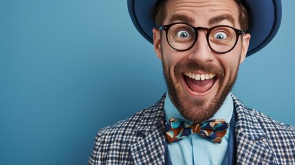  A man in glasses, bow tie, and hat, sports a surprised expression - Powered by Adobe