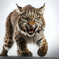 Obraz premium Eurasian lynx. isolated on white background. 3D illustration.