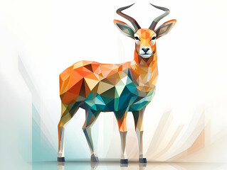 Obraz premium Low poly gazelle on a white background. 3d illustration