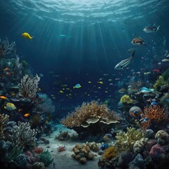 Fototapeta premium Images of the underwater world of the creatures that live in the oceans.