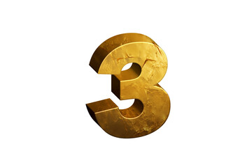 3d Gold Numbers, Alphabet Number Three made of Golden material, high-resolution image of 3d font, ready to use for graphic design purposes