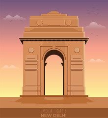 India gate illustration with colorful background